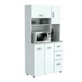 Procomfort Kitchen Storage Cabinet With Microwave Cart - Laricina White PR13104